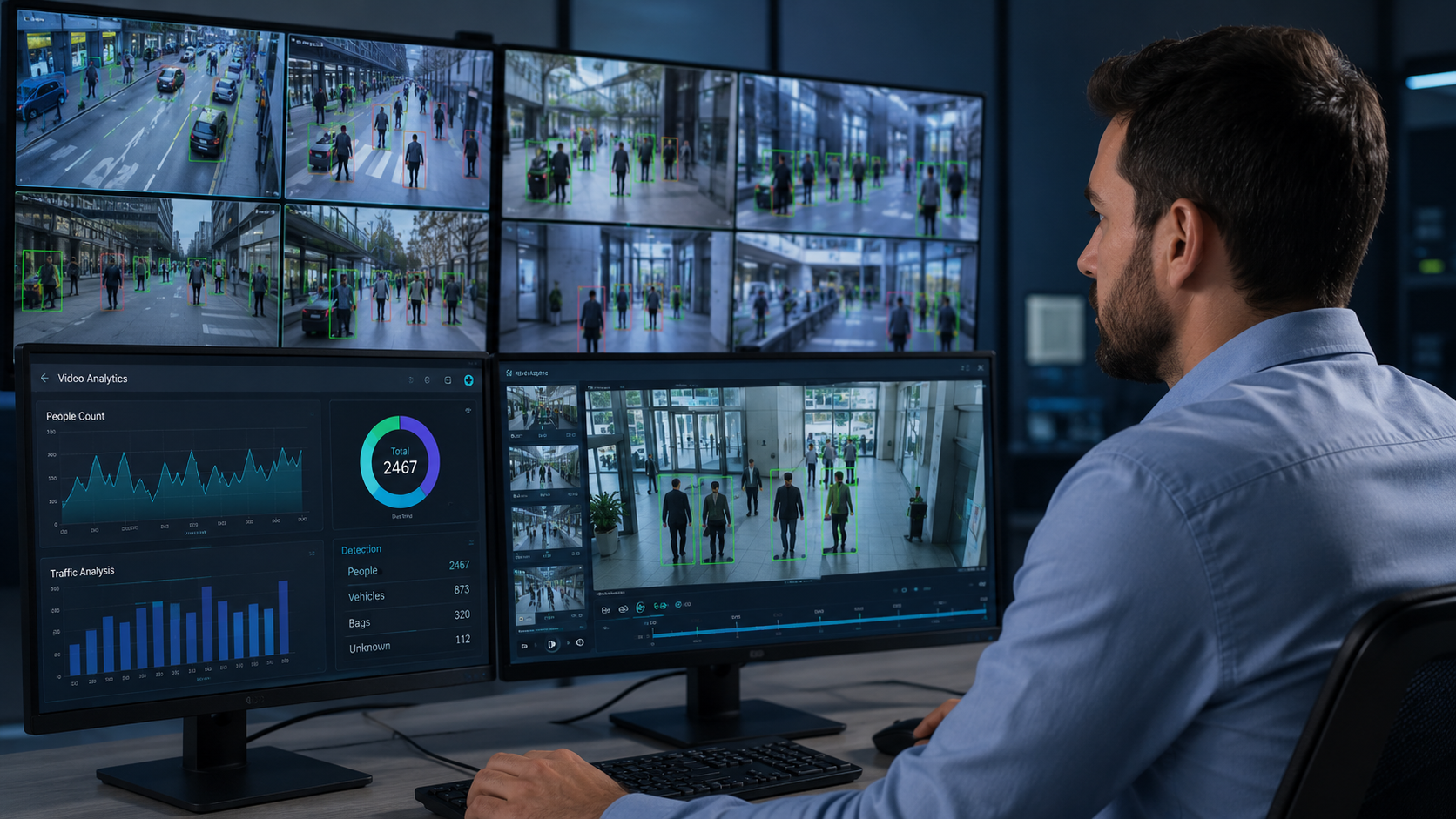 Intelligent AI Video Analytics and Surveillance Monitoring